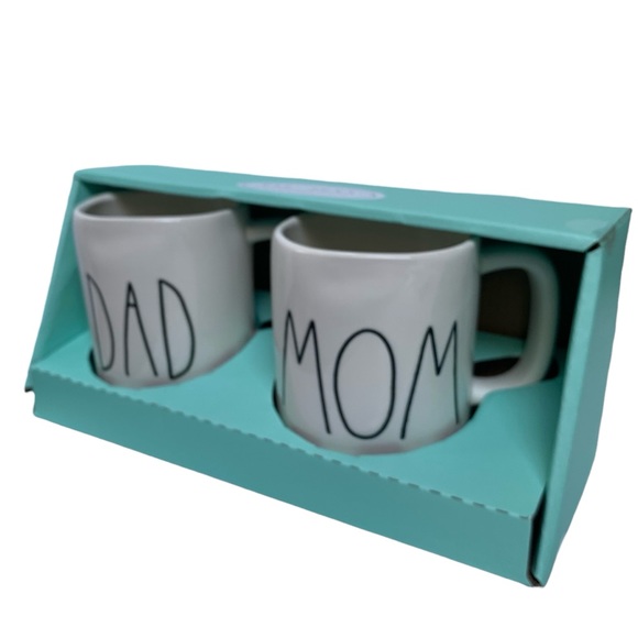 Rae Dunn Other - Rae Dunn MOM DAD Mug Set of 2 White Black Large Letters Coffee Tea NWT 2017 OG